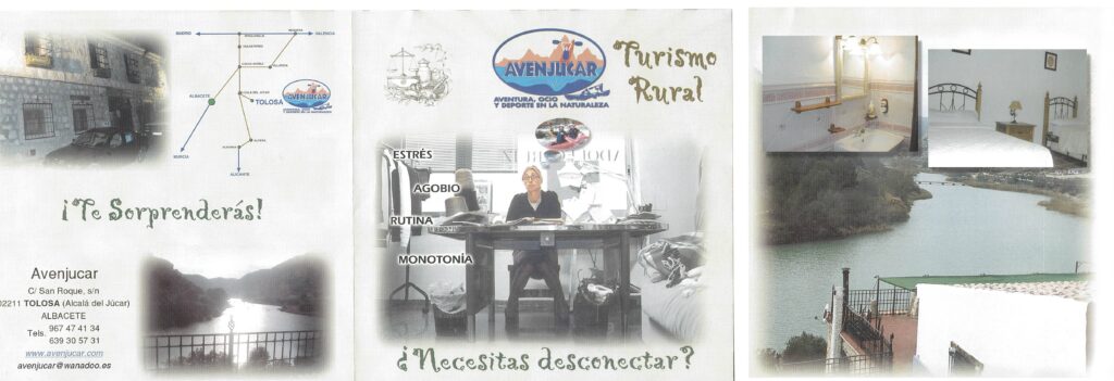 Folleto turismo rural Avenjucar en Tolosa, Albacete.